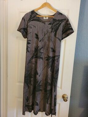 Fashion Code Bronze Brown w/ Black Print Crinkle Dress Size M Women's Fashion